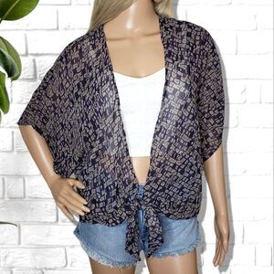 Eclair Open Front Wide Short Sleeve Komono Cardigain